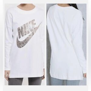 Nike Women's Rally Metallic Fleece Crewneck‎ Sweatshirt Ivory size S